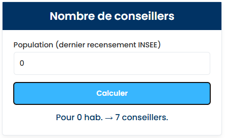 nombre de conseillers pour zéro habitant